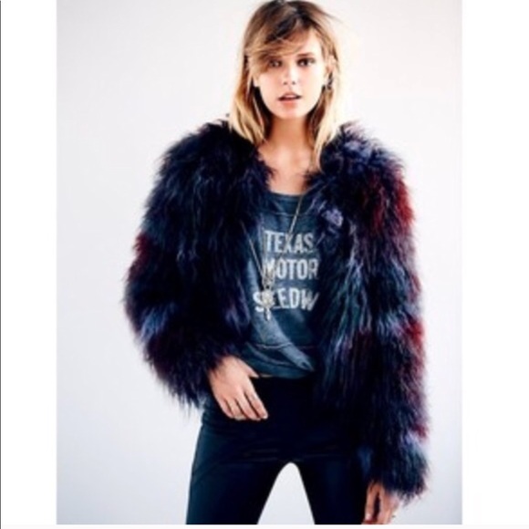 Free People Jackets & Blazers - Free People Rare Technicolor Furry Jacket